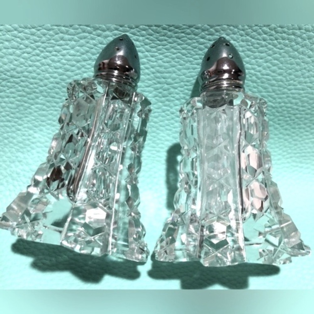 Diamond Cut Crystal Salt & Pepper Shaker Irice Import
